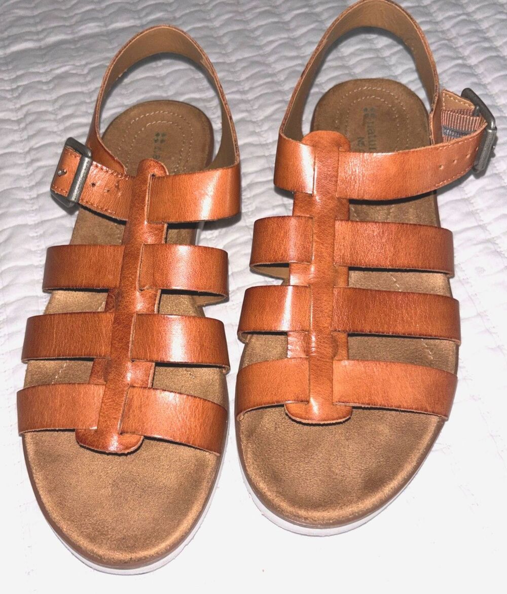 Womens Leather Naturalizer Donna Sandals 7.5 Flat